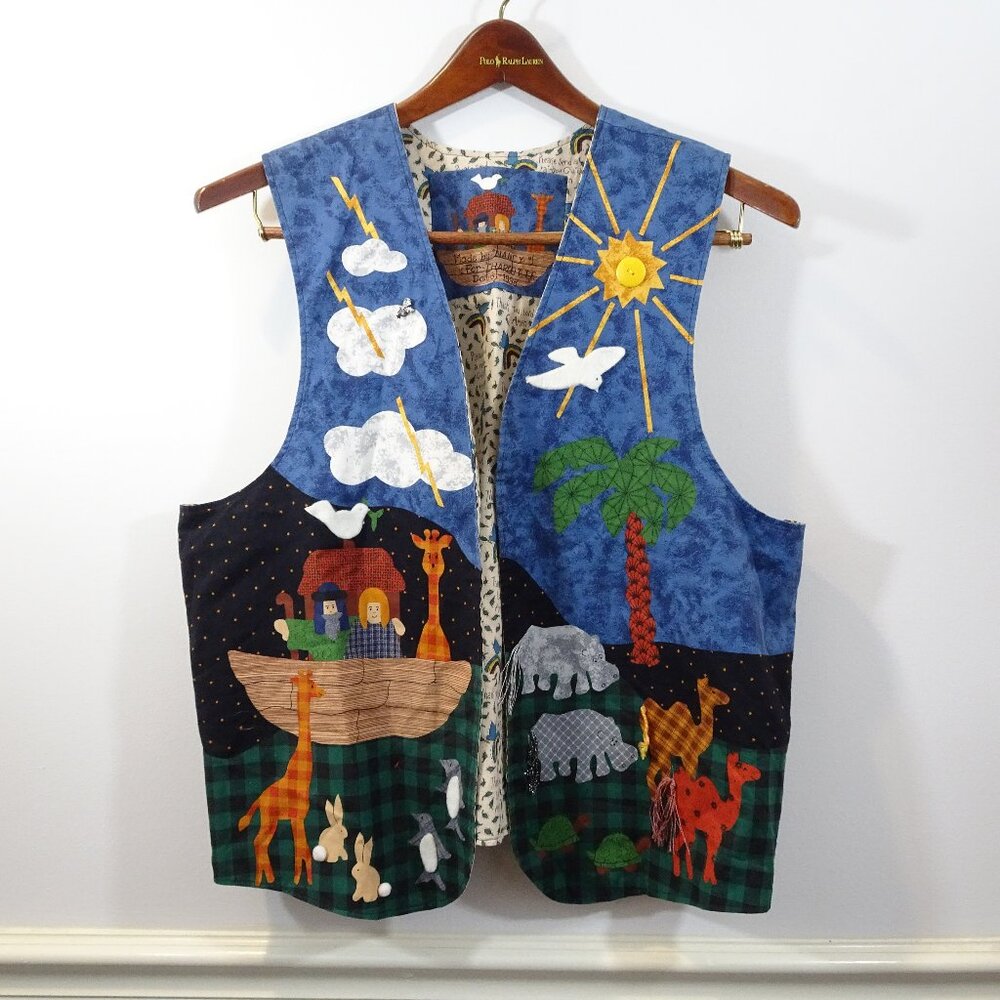 Noahs Ark Vintage Vest Handmade Reversible Grandma Core One Size Sunday School
